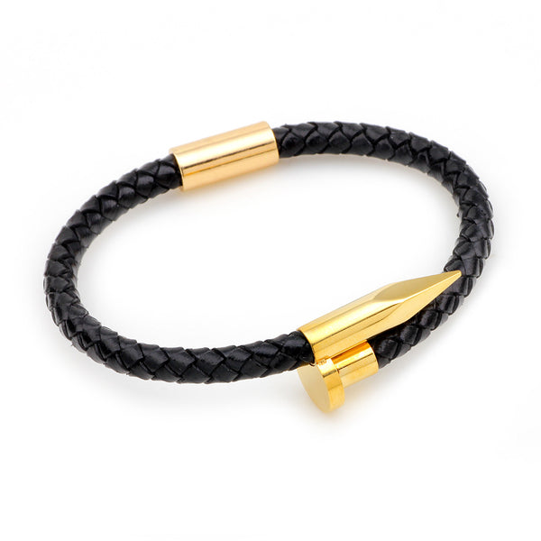 Engelsinn Lederarmband Spike - Gold